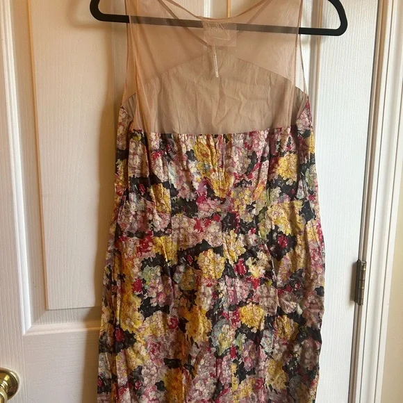 Anthropologie Zehavale Mesh Top Mini Dress Watercolor Floral Size US 6 - Picture 2 of 7